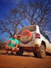 Malawi: individual souvenir drawing on the cover of the spare wheel of my mitsubishi pajero