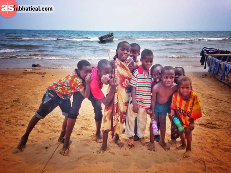 Western Tanzania: local children at the Lake Tanganyika