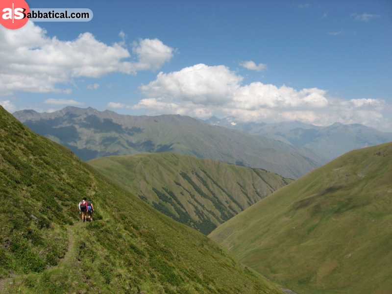 The trekking journey from Omalo to Shatili will take you through the breathtaking views from the Atsunta Pass.