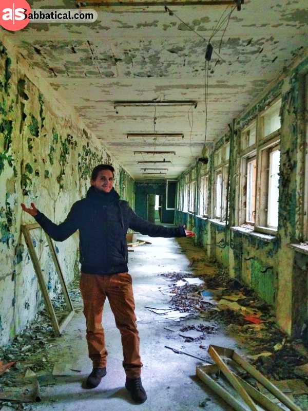me in an abandoned building in Pripyat near Chernobyl