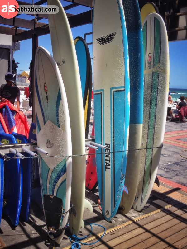 surfboards ready to hit the waves in cape town, south africa
