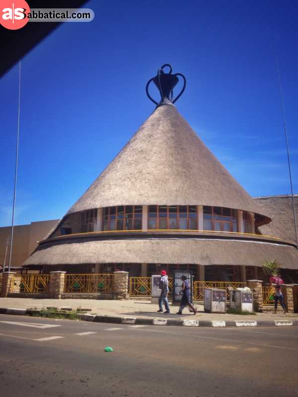 Lesotho house in traditional Lesotho hut shape as seen in Maseru
