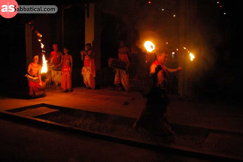 Thimithi is a fire walking ceremony practiced in Tamil Nadu, where the devotees walk slowly on a bed of hot coal.