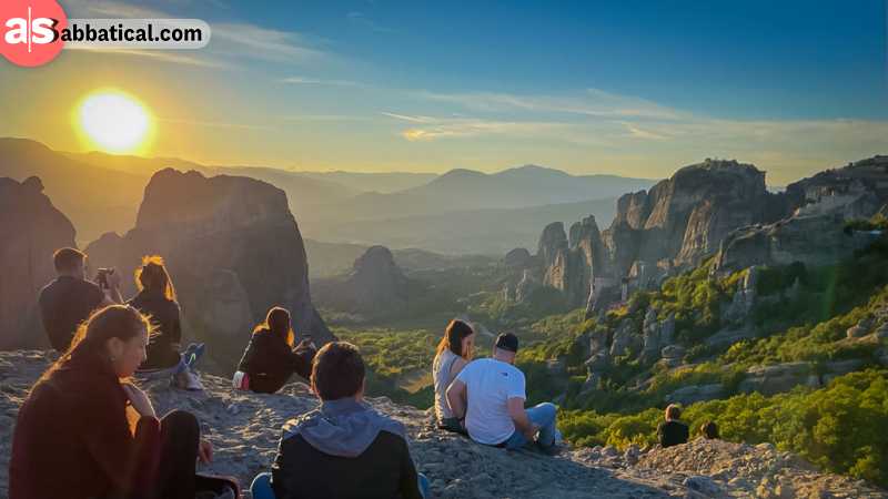 Sunset view on the Monasteries of Meteora, Greece