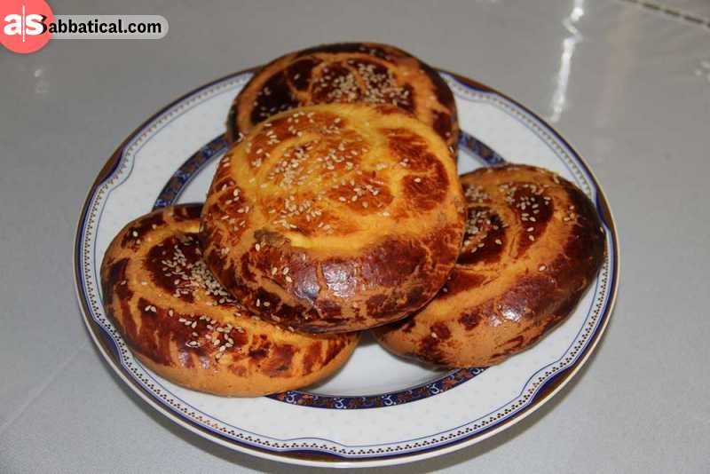 Komaj is a sweet bread with cumin and turmeric.