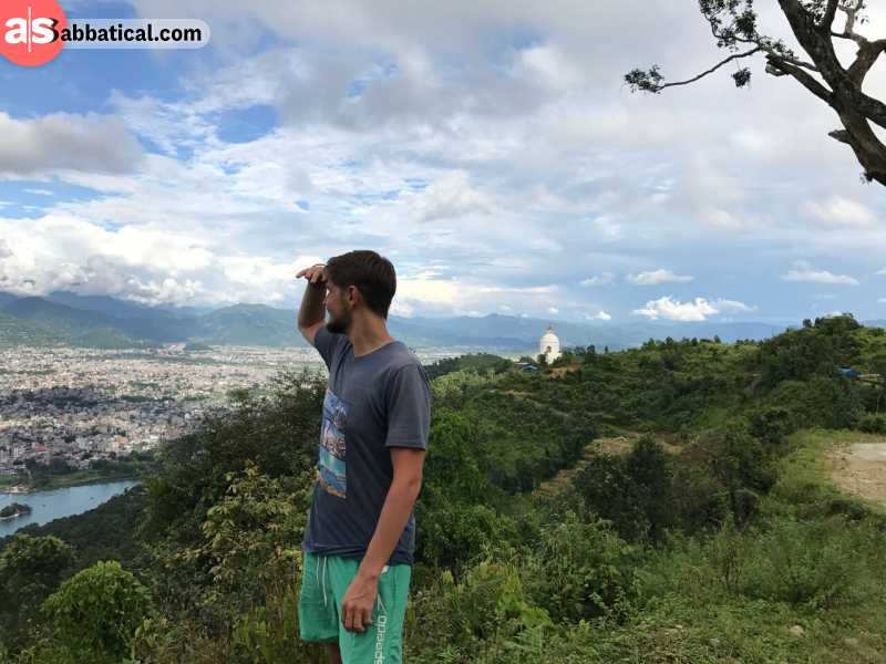 Admiring the iconic Nepal view in Pokhara!