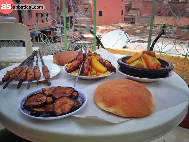Healthy traditional breakfast on terrace
