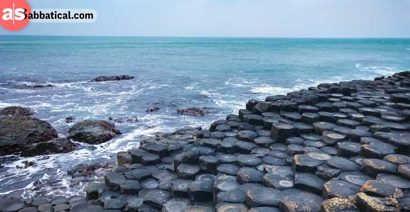 Standing at the shore of the Giant's Causeway and gazing into the distance