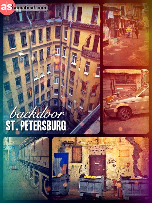 looking behind the white marble and colorful facades of St. Petersburg