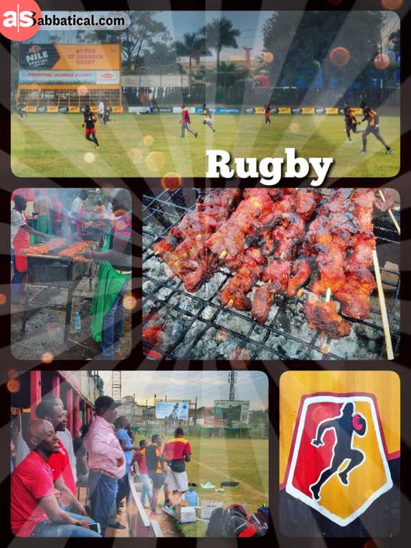 Kyadondo Rugby Club - tasting the best roasted pork in all of Kampala at the Rugby stadium
