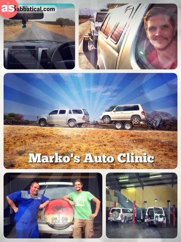 Marko's Auto Clinic - getting pulled all the way to Windhoek ... and finally getting the car running again!