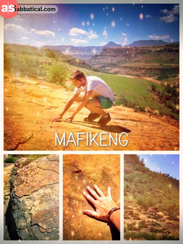 Mafikeng Dinosaur Footprints - dancing with local children before camping with a horde of crazy bikers