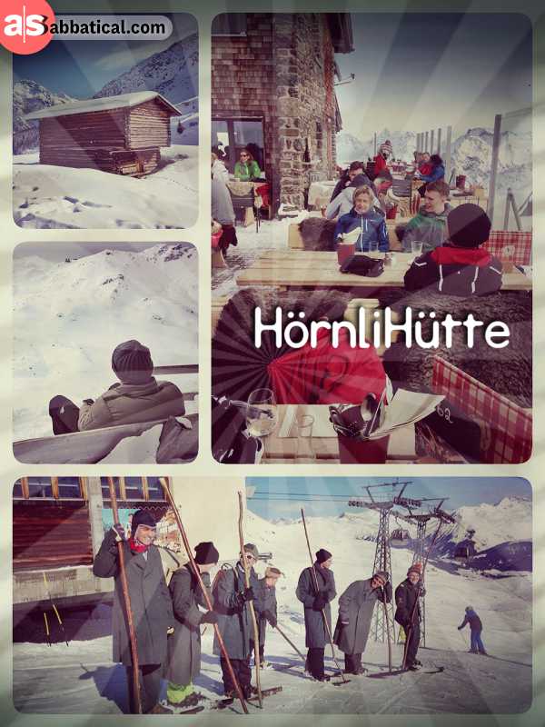 Hörnlihütte - drinking a hot chocolate and enjoying the view from the mountain peak restaurant