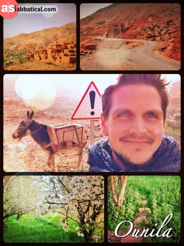 Ounila Valley - following the river stream out of the Atlas mountains into the plains of the Sahara