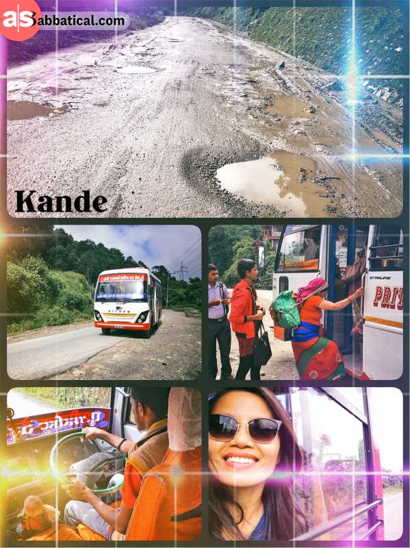 Kande - taking the local bus instead of hiking the entire way to Sarangkot