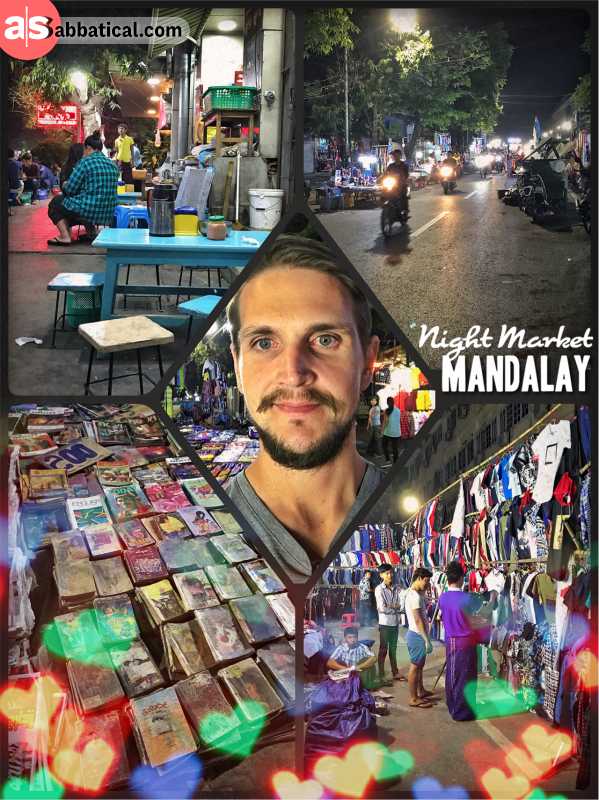 Night Market Mandalay - closing a street to sell cheap products and food at night in Myanmar
