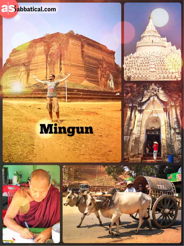 Mingun - an incomplete broken and a beautiful white stupa near Mandalay