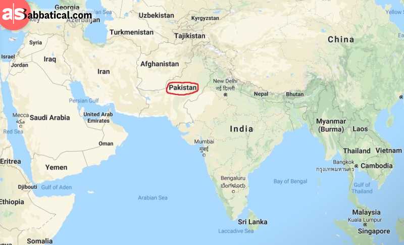 Where is Pakistan on the map? It is located between India and Afghanistan.