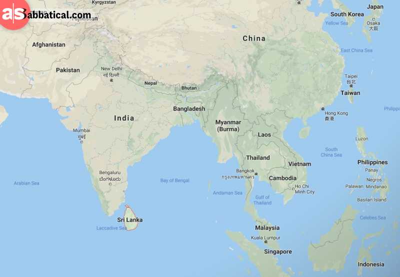 Where is Sri Lanka on the map? It's so near to India, you could actually row a boat there.