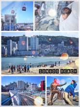 Songdo Beach - crowded beach south of Busan with an air cruise Gondola and a skywalk