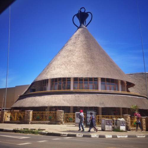 Lesotho house in traditional Lesotho hut shape as seen in Maseru